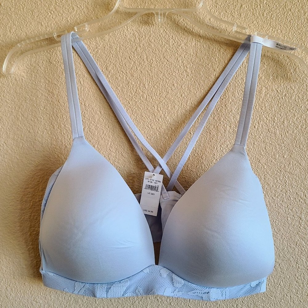 Aerie American Eagle Outfitters AE Wireless Blue Bra 38D NWT